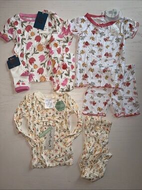 Milkberry Baby Girl Set of 3 Bamboo Pajama Set Bundle